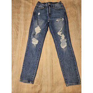 Aeropostale High Rise Curvy Jeggings Medium Wash Distressed Size 10 Womens
